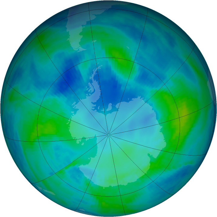 Antarctic ozone map for 23 April 1999